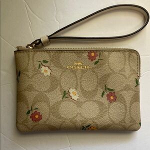 Coach Tan and Red Floral Clutch